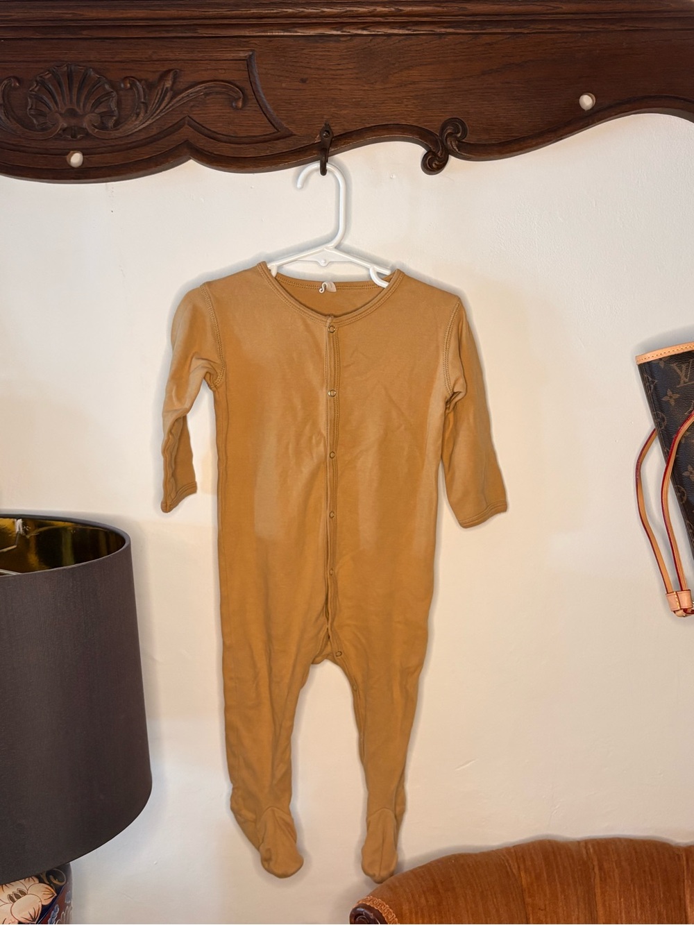 Quincy Mae Mustard Footed One-Piece - Snap Front
